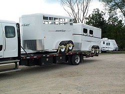 Horse trailer arriving at destination